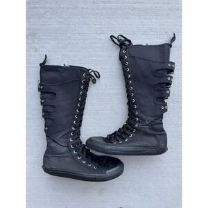 Pleaser Demonia Deviant-303 Lace-Up Women's Size 12 Grunge Emo Punk Knee High